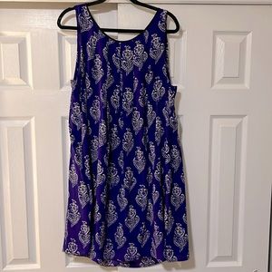 Purple floral print sleeveless flare dress by Maeve
